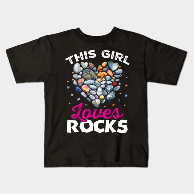 Rock Collector Hunting Girl Kids T-Shirt by catador design